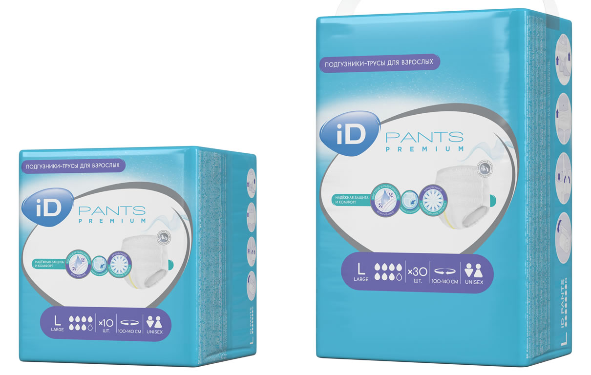 Одноразовые впитывающие трусы-подгузники для взрослых iD Pants