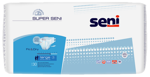 Внешний вид упаковки подгузников Super Seni 30 шт