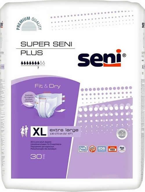 Внешний вид упаковки подгузников Super Seni plus large 30 шт